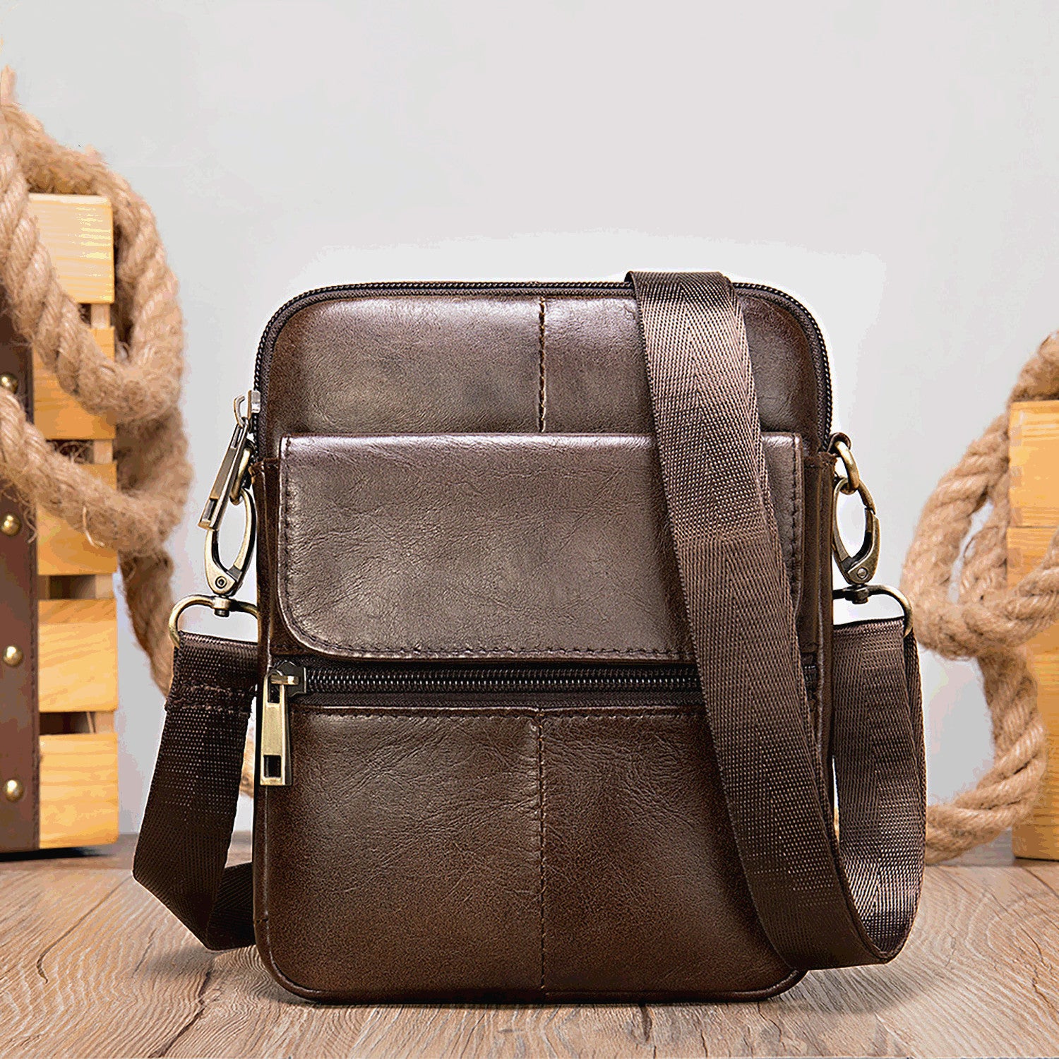 Men's Waist Bag New Messenger Bbag Shoulder Bag Men's Bag Leather Men Bags First Layer Leather Large Screen Mobile Phone Bag Men's Waist Bag New Messenger Bbag Shoulder Bag Men's Bag Leather Men Bags First Layer Leather Large Screen Mobile Phone Bag